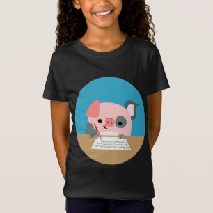 Cute Cartoon Writing Pig Children T-Shirt
