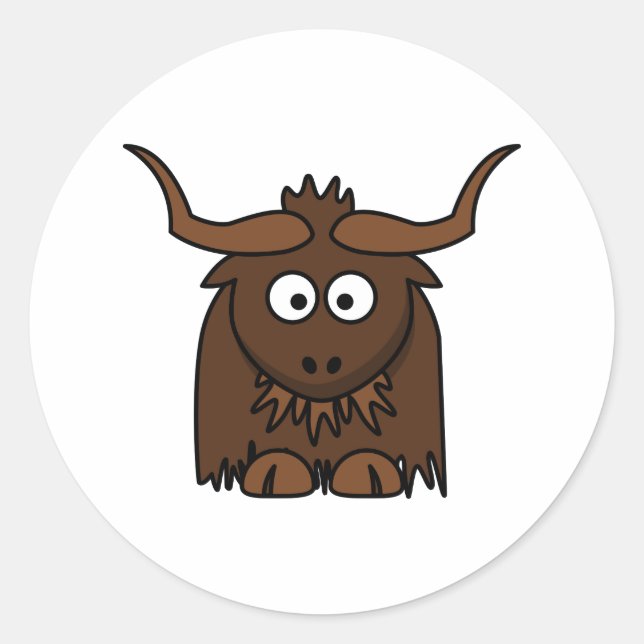 Cute Cartoon Yak Classic Round Sticker (Front)