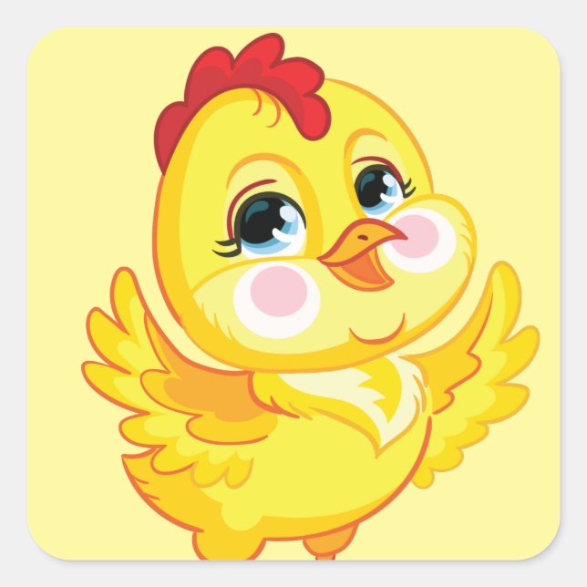 Cute cartoon yellow chicken kids' labels (Front)