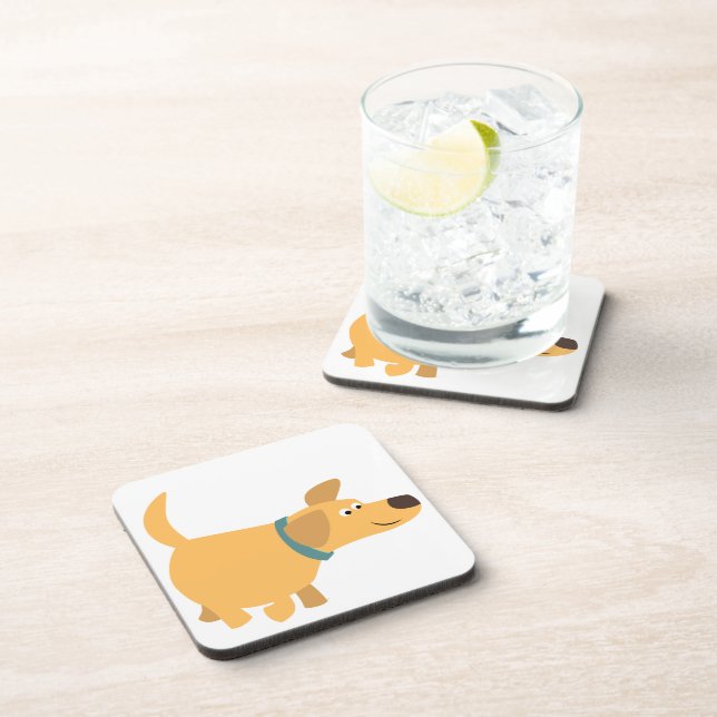 Cute Cartoon Yellow Labrador Coasters Set (Right Side)