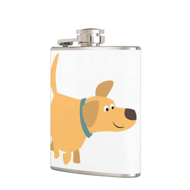 Cute Cartoon Yellow Labrador Hip Flask (Left)