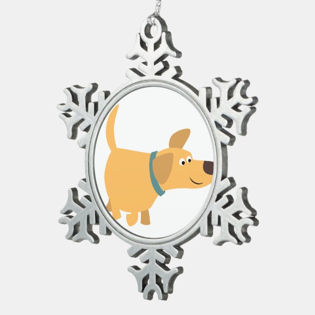 Cute Cartoon Yellow Labrador Pewter Ornament (Right)