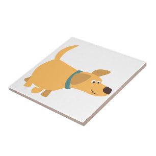 Cute Cartoon Yellow Labrador Tile