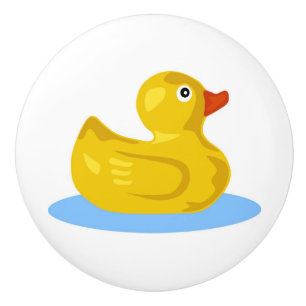 Cute Cartoon Yellow Rubber Ducky Swimming Kids Ceramic Knob