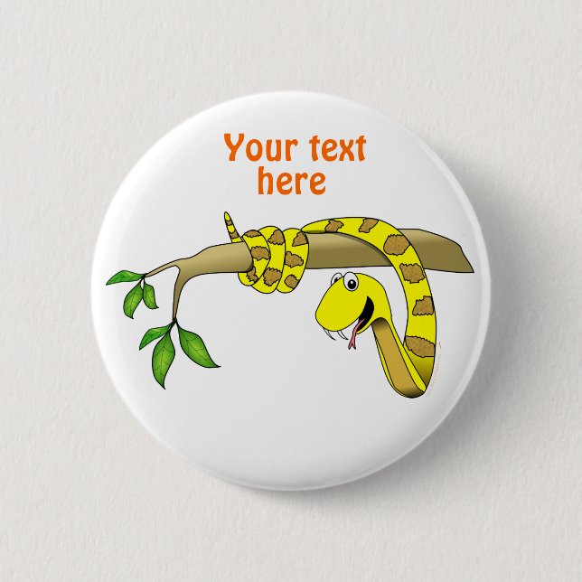 Cute Cartoon Yellow Snake in a Tree Reptile 6 Cm Round Badge (Front)
