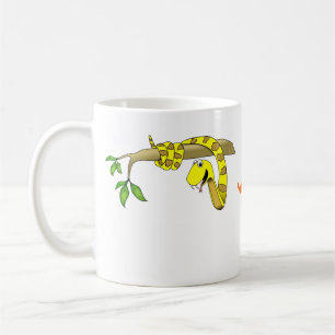 Cute Cartoon Yellow Snake in a Tree Reptile Coffee Mug