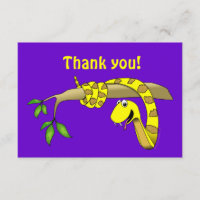 Cute Cartoon Yellow Snake in a Tree Reptile