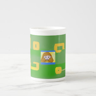 Cute Cartoon Yellow Squares Green  Bone China Mug