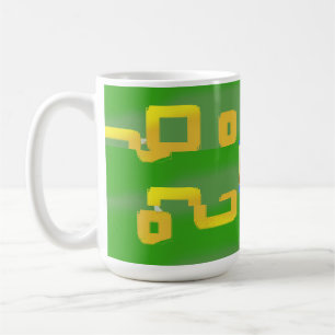 Cute Cartoon Yellow Squares Green  Coffee Mug