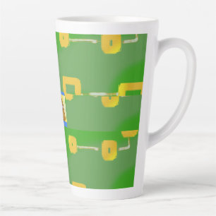 Cute Cartoon Yellow Squares Green  Latte Mug
