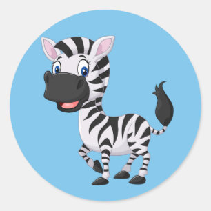 Cute cartoon Zebra background Classic Round Sticker