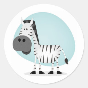 Cute Cartoon Zebra Classic Round Sticker