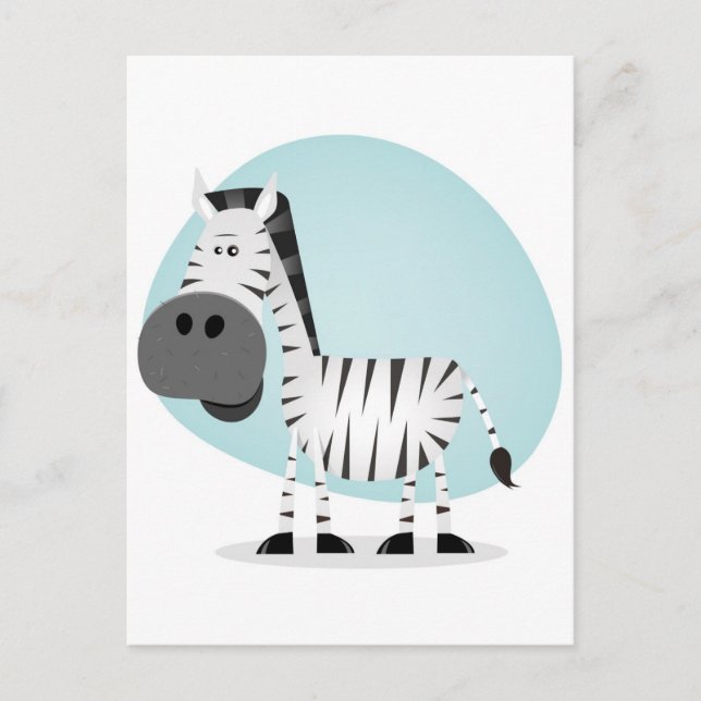 Cute Cartoon Zebra Postcard (Front)