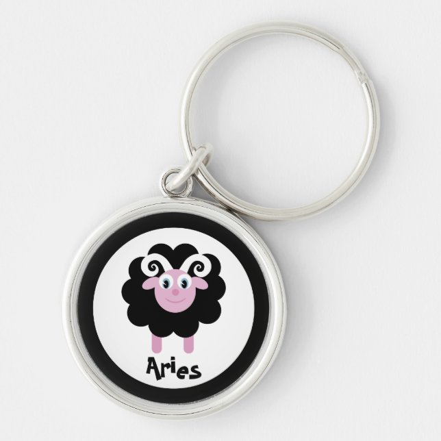Cute Cartoon Zodiac Aries Ram Key Ring (Front)