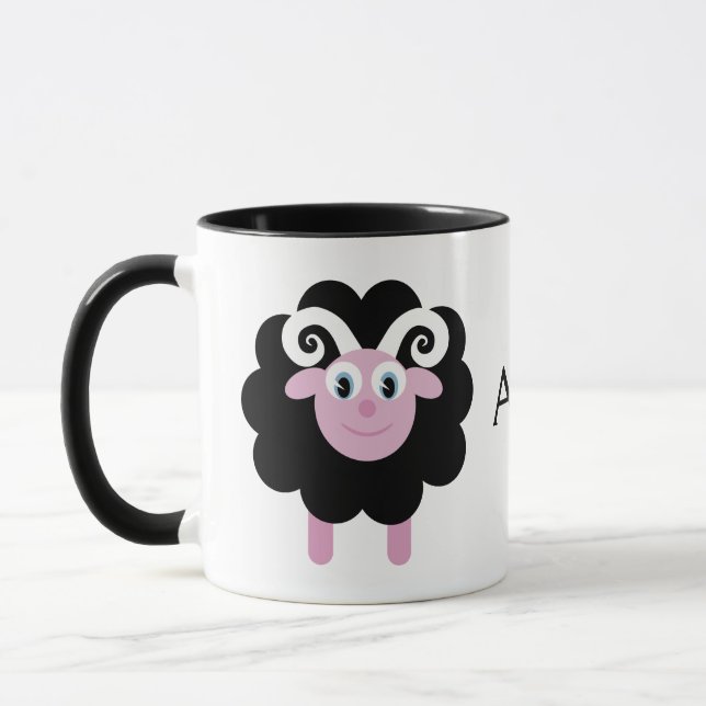 Cute Cartoon Zodiac Aries Ram Mug (Left)