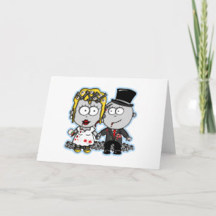 Cute cartoon Zombie bride and groom wedding gifts Card