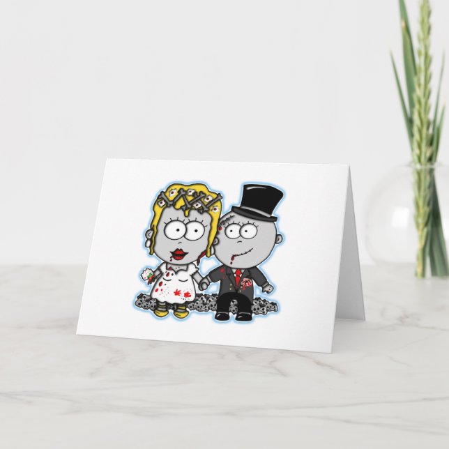 Cute cartoon Zombie bride and groom wedding gifts Card (Front)