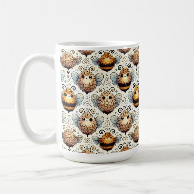 Cute, cartoonish bee coffee mug (Left)
