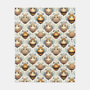 Cute, cartoonish bee fleece blanket