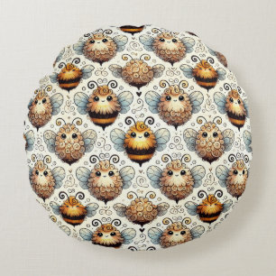 Cute, cartoonish bee round cushion