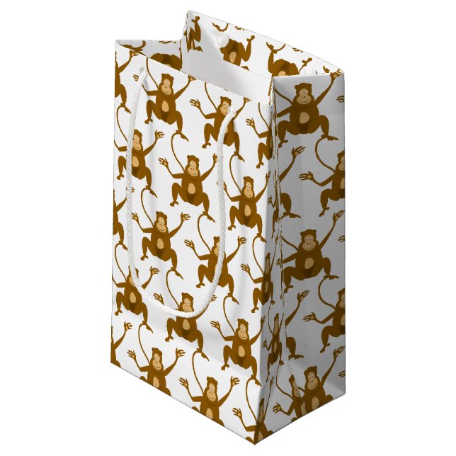 Cute Cartooon Monkey Animal Zoo Birthday Party Small Gift Bag (Front Angled)