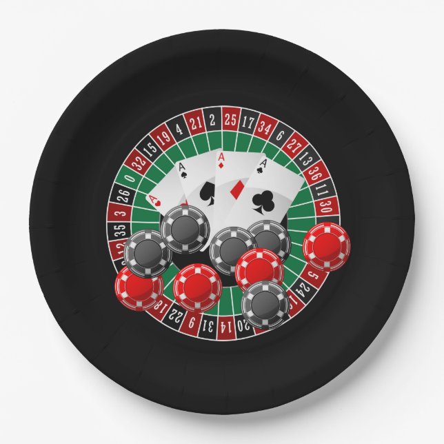 Cute Casino gambling night party Paper Plate (Front)