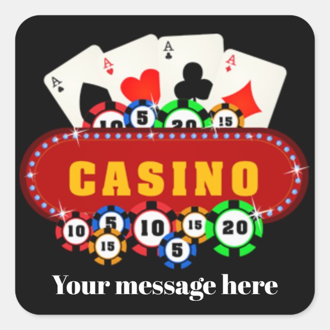 Cute Casino party add message sticker (Front)