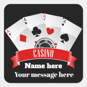 Cute casino party add name message sticker