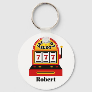 Cute casino slot machine add name key ring