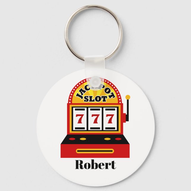 Cute casino slot machine add name key ring (Front)