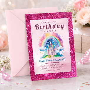 Cute Castle Girls Birthday Invitation