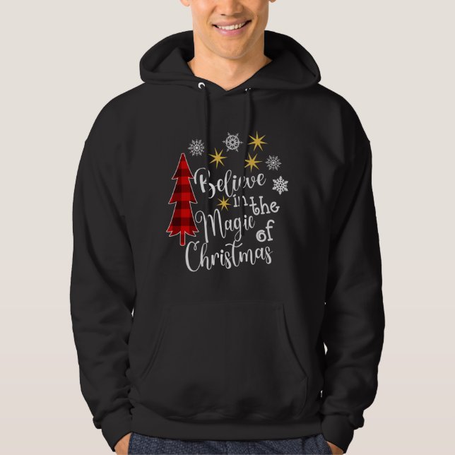 Cute Casual Believe in Magic of Christmas Tree Buf Hoodie (Front)