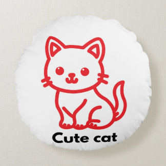 Cute Cat 16” Round Throw Pillow