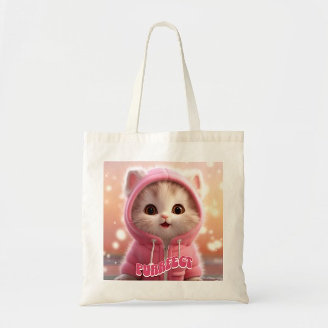 Cute Cat 2 Photos Purrfect Cat Mum Tote Bag (Front)