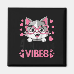 Cute Cat 4th Grade Vibes Outfits For Girls-1st Day Magnet