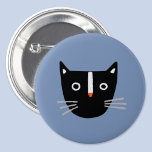 Cute Cat 6 Cm Round Badge<br><div class="desc">An adorable black and white cat on a mid blue background. Original art by Nic Squirrell.</div>