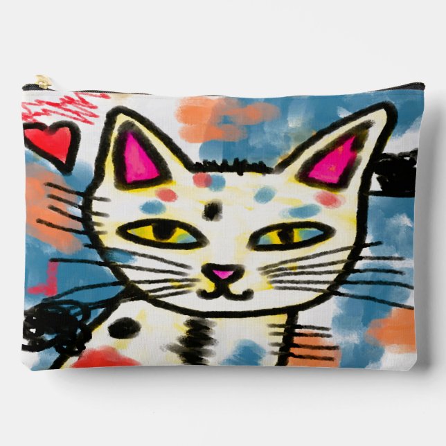 Cute Cat Abstract Art Accessory Pouch (Front)