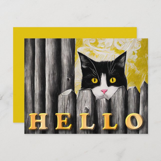 Cute Cat Adoption Hello Flat Card (Front/Back)