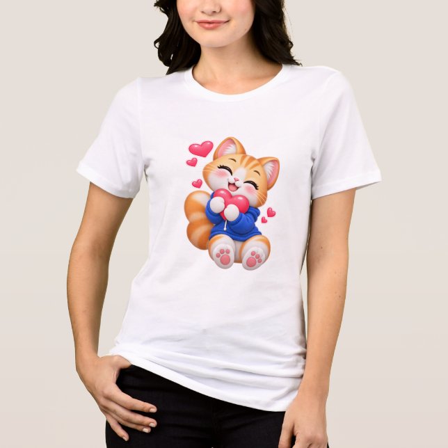 Cute Cat Adorable Sticker Tri-Blend Shirt (Front)
