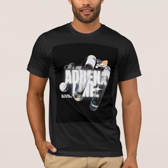 Cute cat & Adrenaline design t-shirt (Front)
