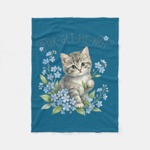 Cute cat & flowers fur-get-me-not gift women fleece blanket