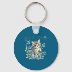 Cute cat & flowers fur-get-me-not gift women key ring