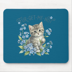 Cute cat &amp; flowers fur-get-me-not gift women mouse mat