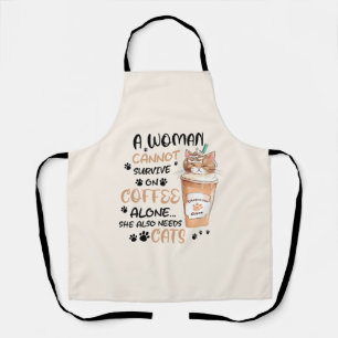 Cute cat and a Cup of Coffee Apron
