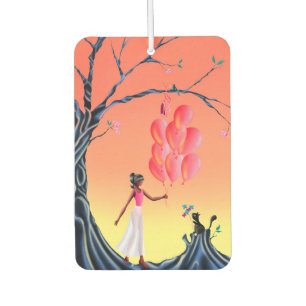 Cute Cat and Ballerina Sunset Tree Car Air Freshener