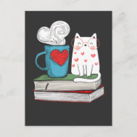 Cute Cat and Coffee Book Lover Literature Reading