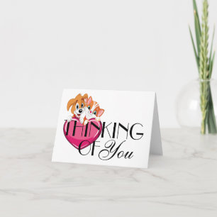 Cute Cat and Dog Blank or Thank You Note Card