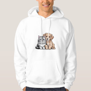 Cute Cat and Dog Hoodie for Men