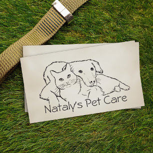 Cute Cat and Dog Illustration Business Card
