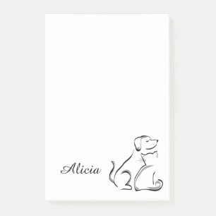 cute cat and dog line art post-it notes